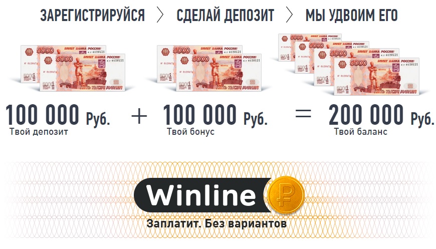 БК Winline: бонус на первый депозит до 100 000 ₽